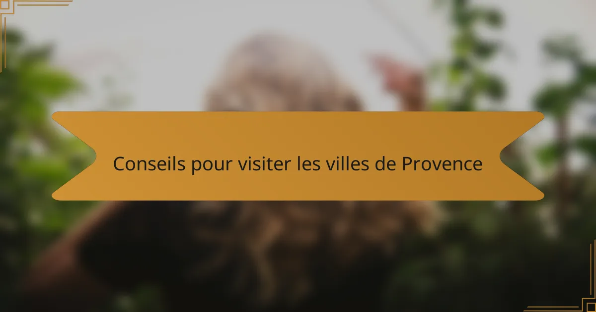Conseils pour visiter les villes de Provence