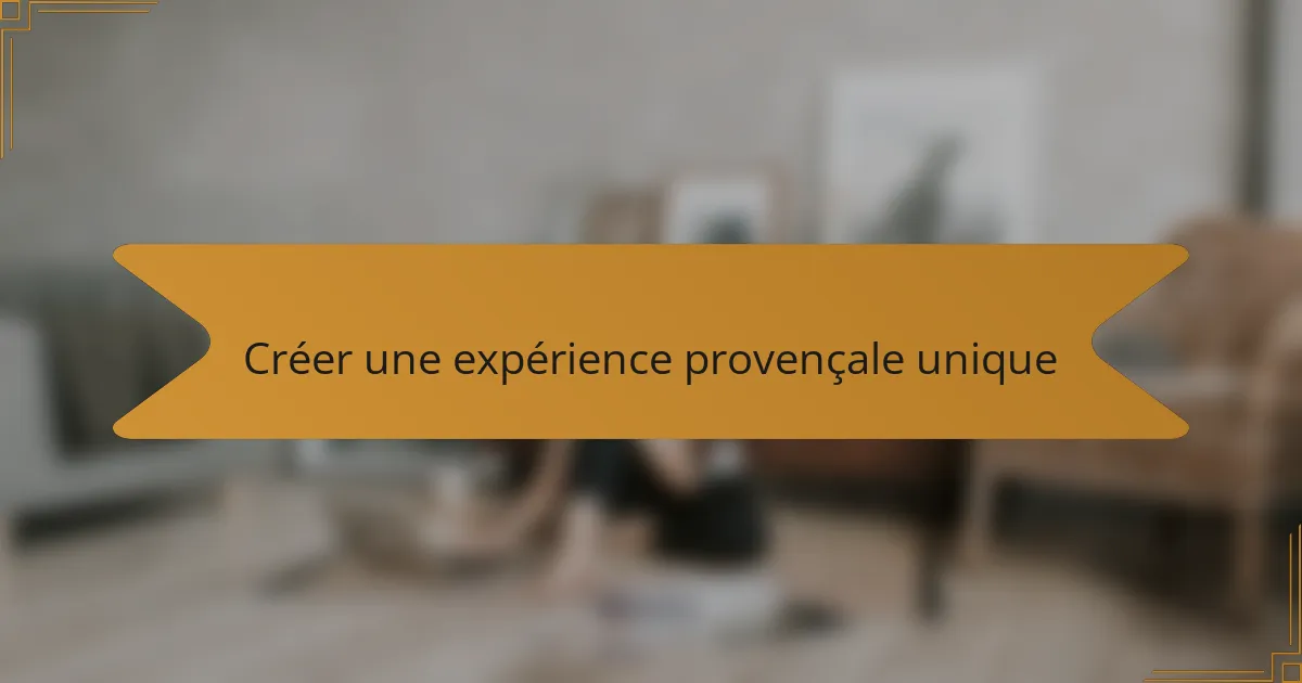 Créer une expérience provençale unique