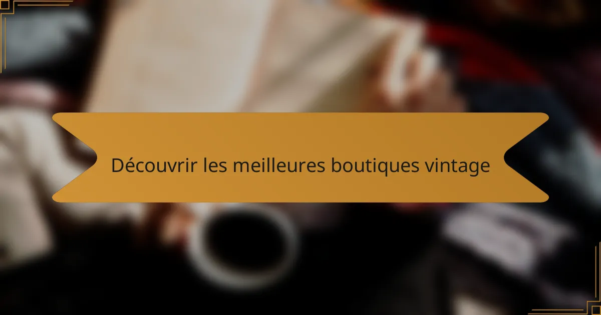 Découvrir les meilleures boutiques vintage