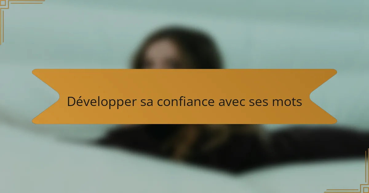 Développer sa confiance avec ses mots