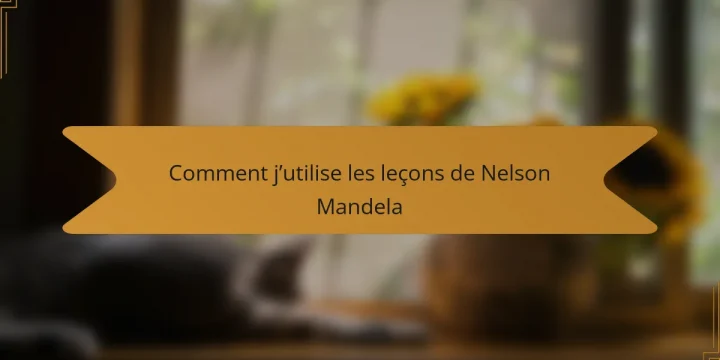 Comment j’utilise les leçons de Nelson Mandela