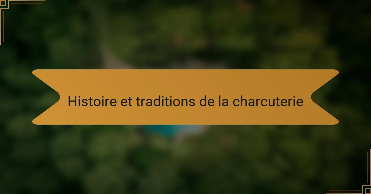 Histoire et traditions de la charcuterie