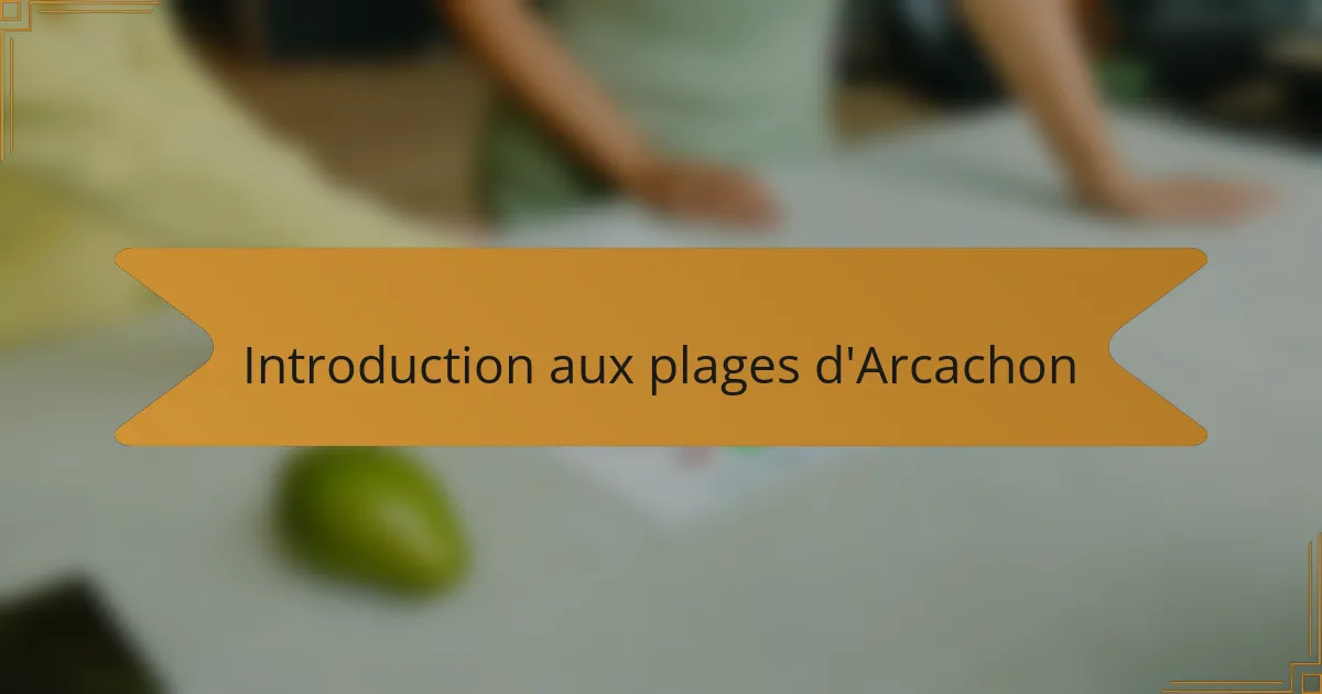 Introduction aux plages d'Arcachon