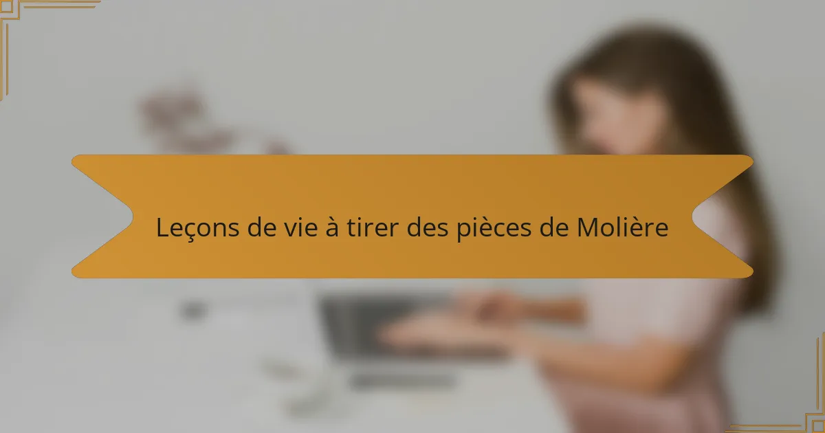 Leçons de vie à tirer des pièces de Molière