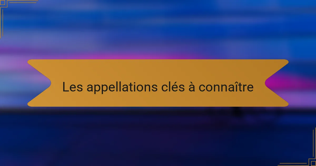 Les appellations clés à connaître