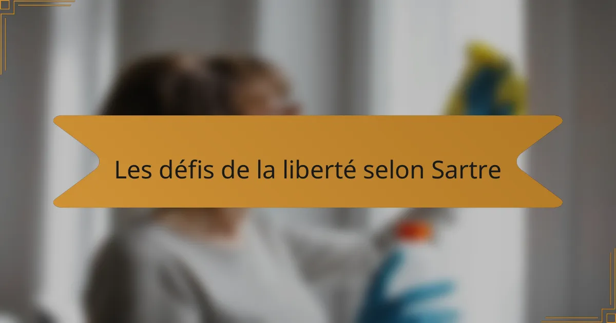 Les défis de la liberté selon Sartre