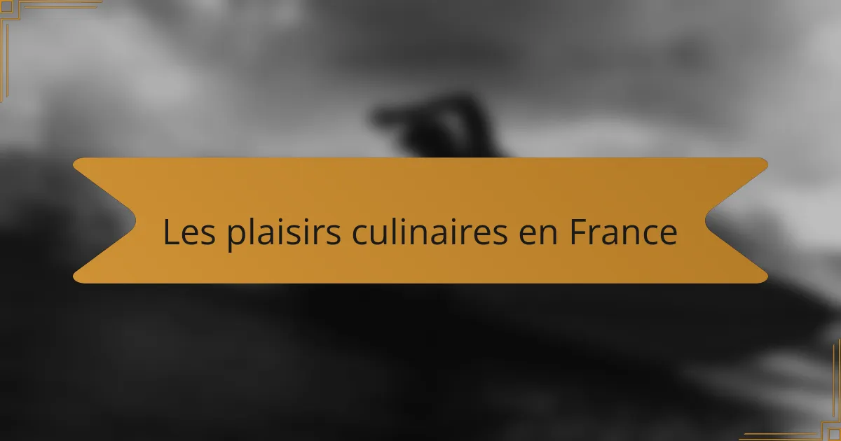 Les plaisirs culinaires en France