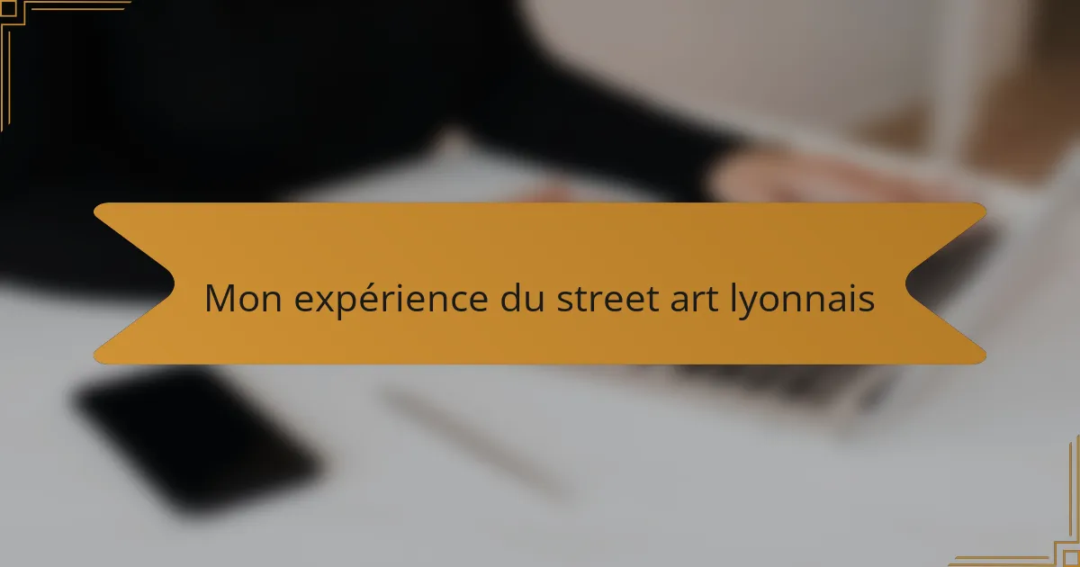 Mon expérience du street art lyonnais